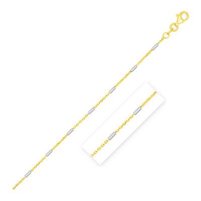Bar Links Pendant Chain Necklace in 14k Two Tone Gold (1.4mm)