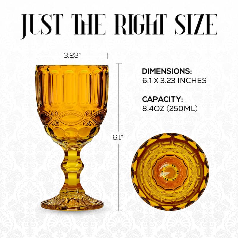 Elle Decor Set of 6 Colored Vintage Wine Glasses - 8.4 oz.