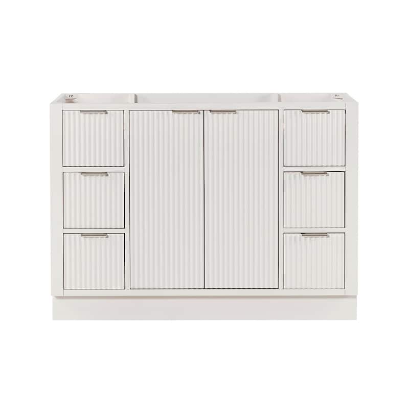 Ariel P48-BC Milan 48" Single Free Standing Vanity Cabinet - Warm White / Brushed Nickel Hardware