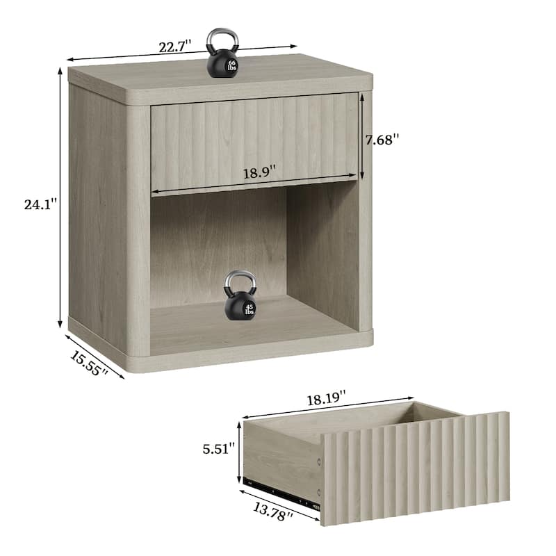 SICOTAS Nightstand with 1 Drawer and Open Storage