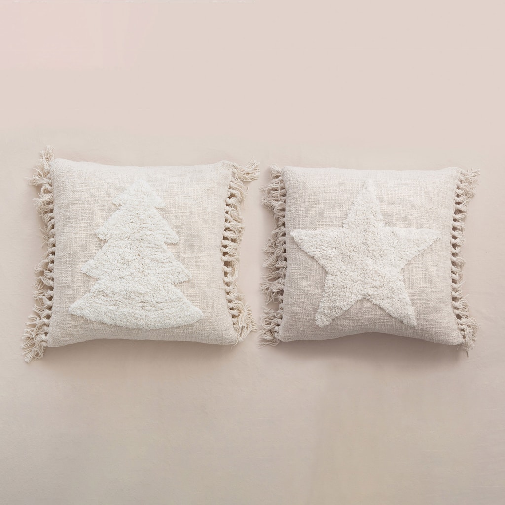 Cotton Blend Punch Hook Pillow, Set of 2