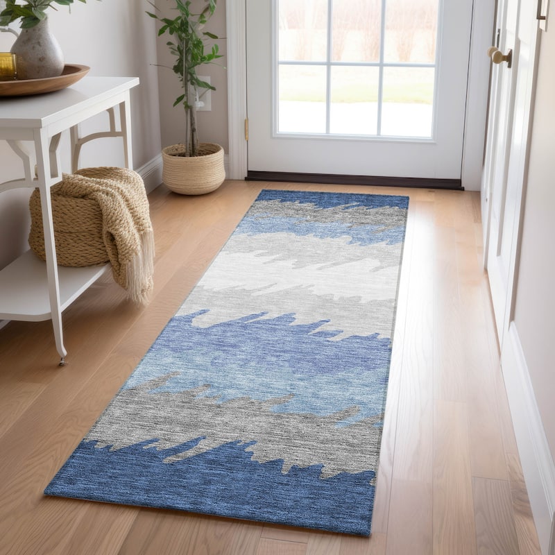 Machine Washable Indoor/ Outdoor Chantille Ombre Abstract Rug