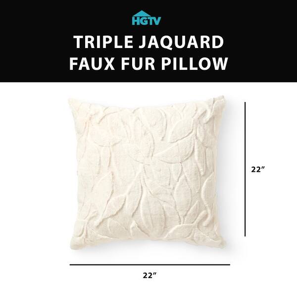 dimension image slide 0 of 3, HGTV Triple Jacquard Carved Faux Fur Pillow