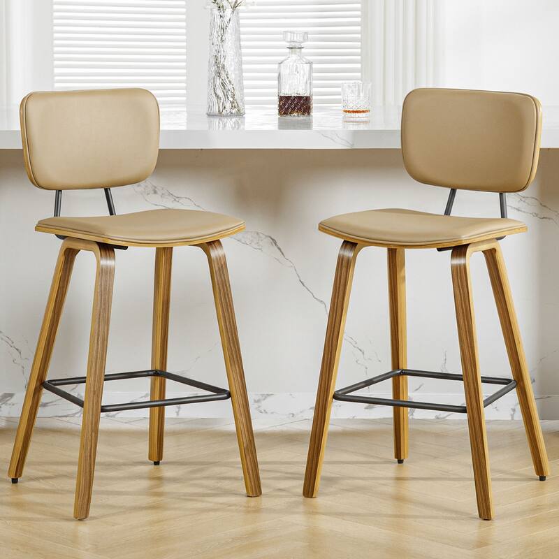 26" Wood Counter Height Bar Stools Set of 2 - 37.6"H x 19.5"W x 18.7"D
