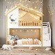preview thumbnail 1 of 12, Stairway Twin-over-Twin Bunk Bed,House Bed with Window and Shelf White