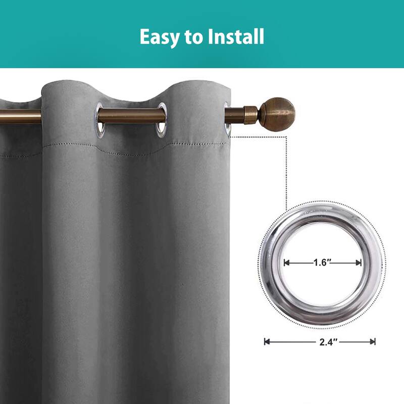 Pro Space Room Solid Grommet Top Curtain Insulated Thermal Blackout