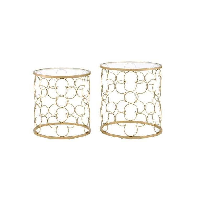 Set of 2 Round Gold Tempered Glass Nesting Table Bed Bath & Beyond