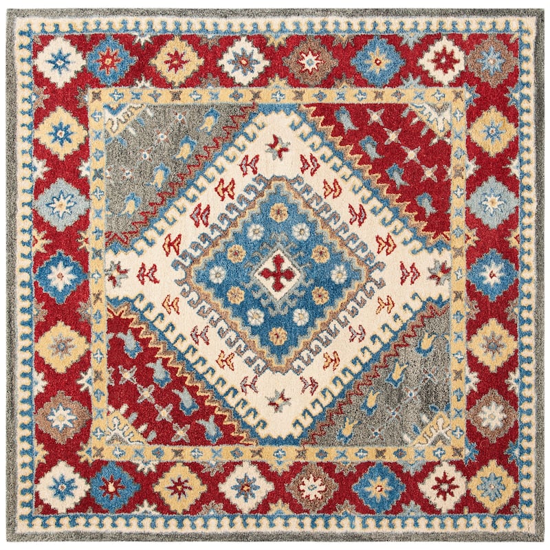 SAFAVIEH Handmade Antiquity Geirlaug Traditional Oriental Wool Rug - 6' Square - Red/Ivory