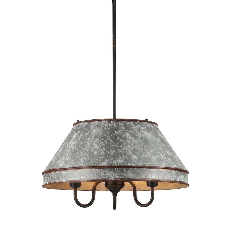 Golden Lighting 0877-3P Jasper 3 Light 21" Wide Pendant - Antique Black Iron / Galvanized Steel