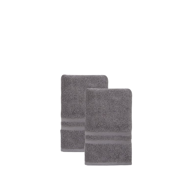 Ozan Premium Home 100% Turkish Cotton Sienna Luxury Collection Hand Towels (Set of 2) - Dark Grey
