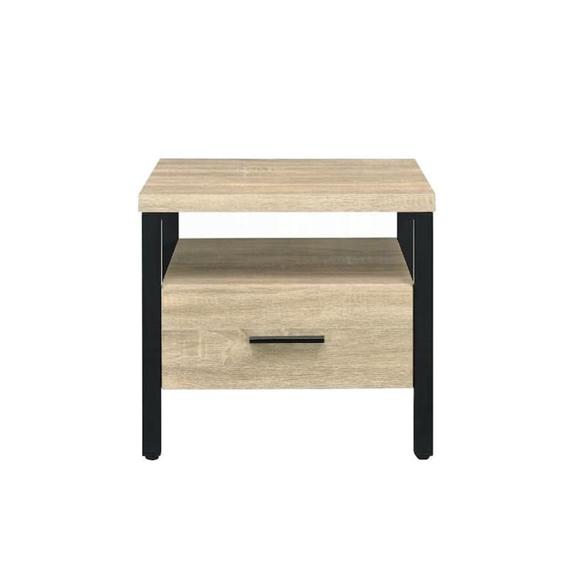 One Drawer Nightstand with 1 Tier Shelf - Black,Oak
