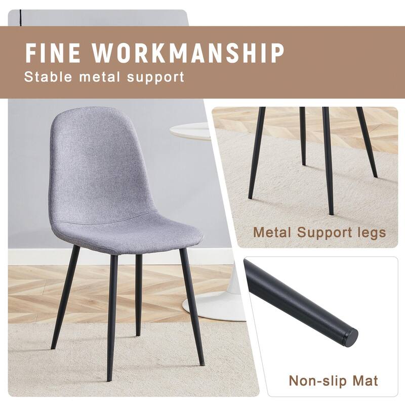 5-Piece Round Dining Table with Double Layer Storage, Wood and Black Fan Panels, Ergonomic Fabric Chairs, Anti-Slip Feet