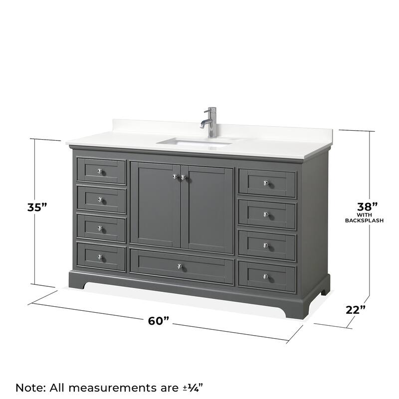 Wyndham Collection WCS202060S-QTZ-UNSMXX Deborah 60" Free Standing