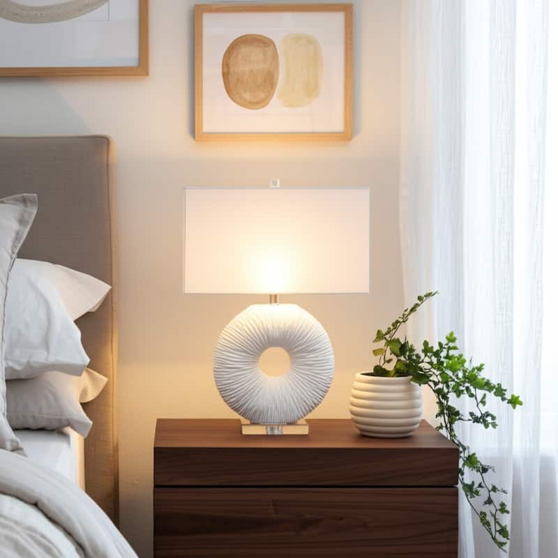 Stone Table Lamp Modern Rectangular Oval Shade Accent - 31" White - 20" x 9" x 31" - 20" x 9" x 31" - White