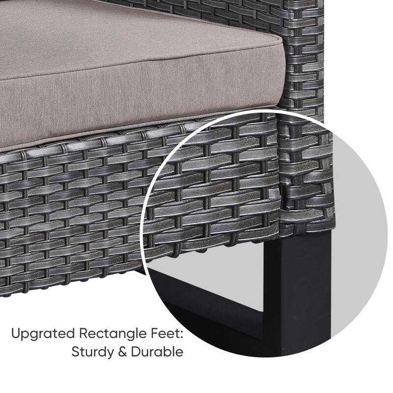 Propane Fire Pit Table with Outdoor Sofa Chair Table Set- Grey cushion