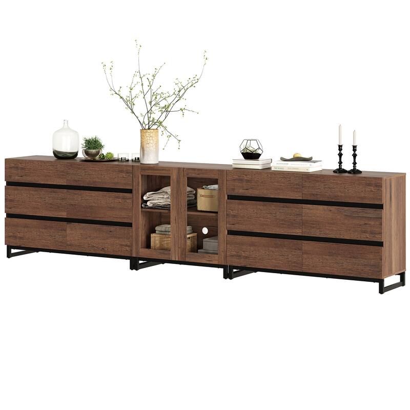 WAMPAT Modern Dresser with Adjustable Shelves and Drawer, 3 in 1 Storage Cabinet for Bedroom