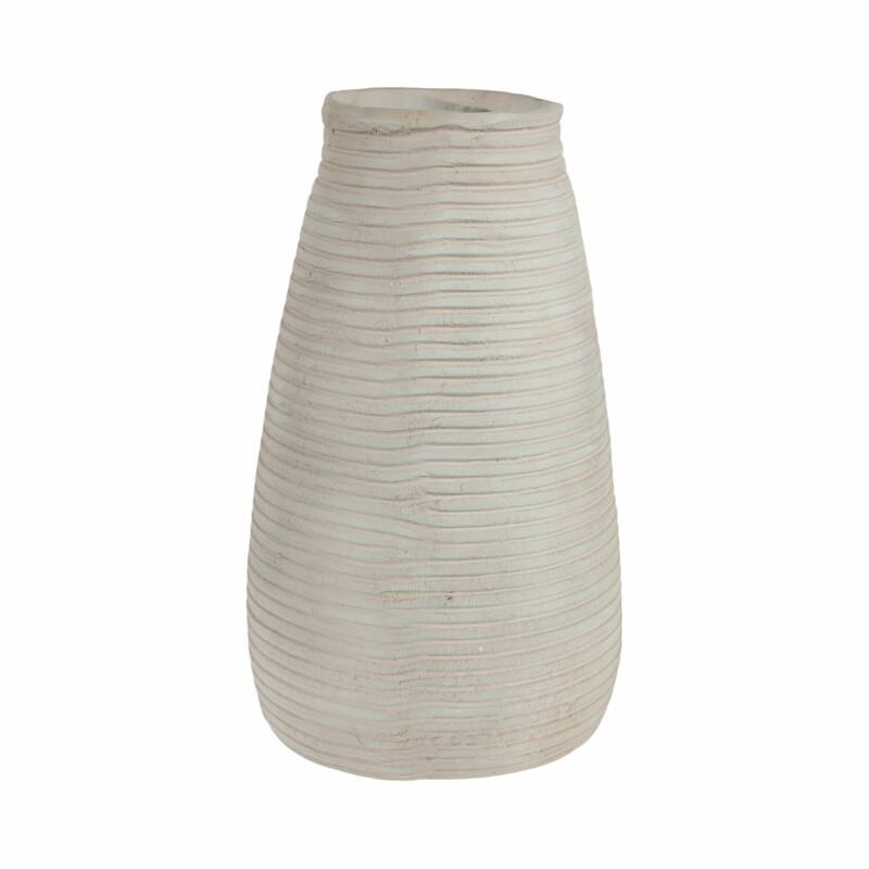 Decorative Ribbed Tall Vase for Home Decor - Minimalist Modern Flower Vase