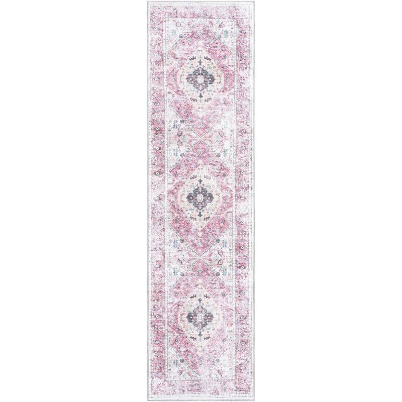 Traditional Tira Collection Area Rug - 2'7"x10' - Light Coral-Pink