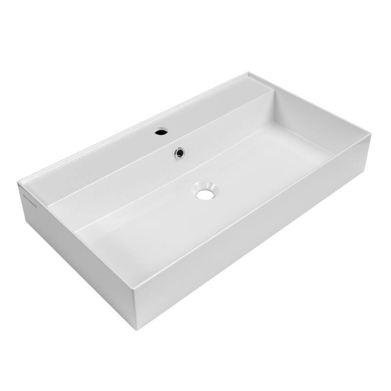 Whitehaus B-AG81-1H 31-7/8" Rectangular Vitreous China Wall Mounted - White