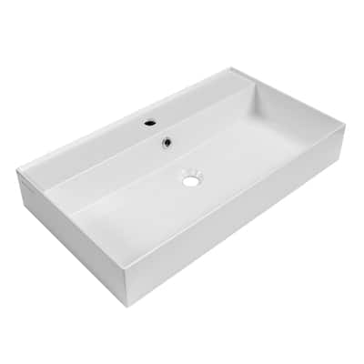 Whitehaus B-AG81-1H 31-7/8" Rectangular Vitreous China Wall Mounted
