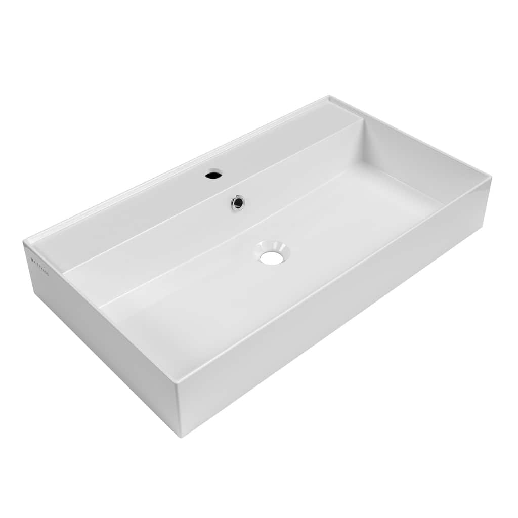 Whitehaus B-AG81-1H 31-7/8" Rectangular Vitreous China Wall Mounted
