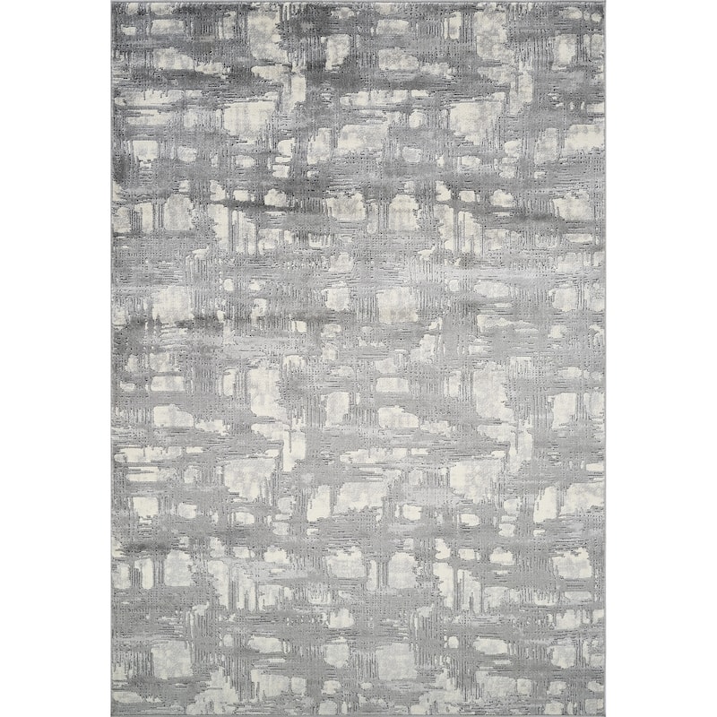Intense Collection Transitional Abstract Light Grey Geometric Area Rug