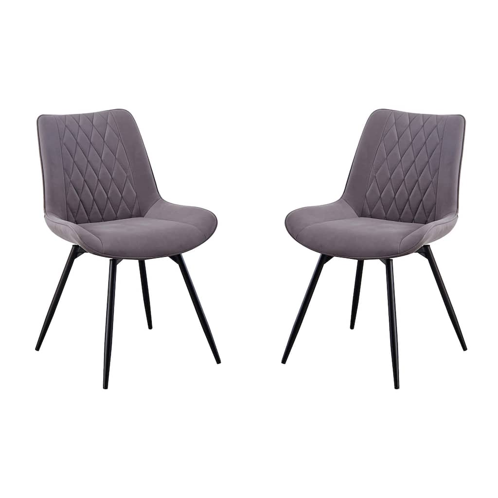 Set of 2 Swivel Upholstered Dining Chair in Grey and Gunmetal