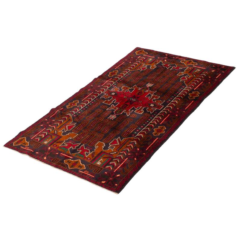 Teimani Navy, Red Rug 3'7" x 6'2" - 3'7 x 6'2