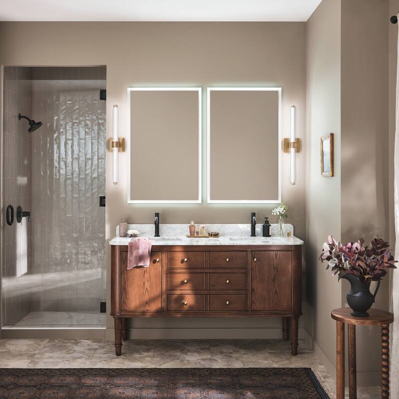 Kichler Lighting Laurene 26.5" Linear Bath Bar Medium LED with Clear Glass in Champagne Bronze