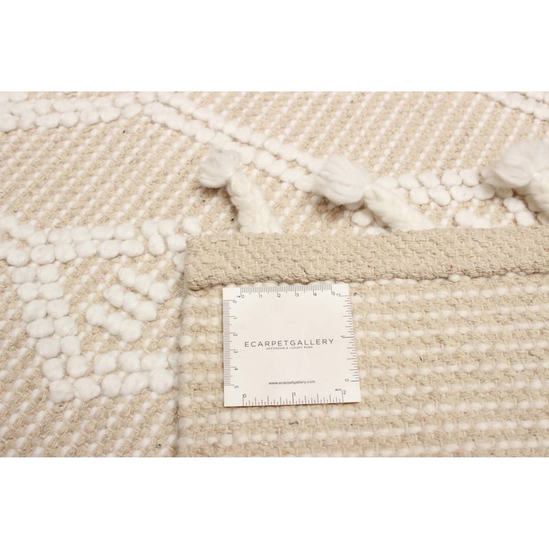 ECARPETGALLERY Braid weave Sienna Beige Wool Rug - 5'1 x 7'5