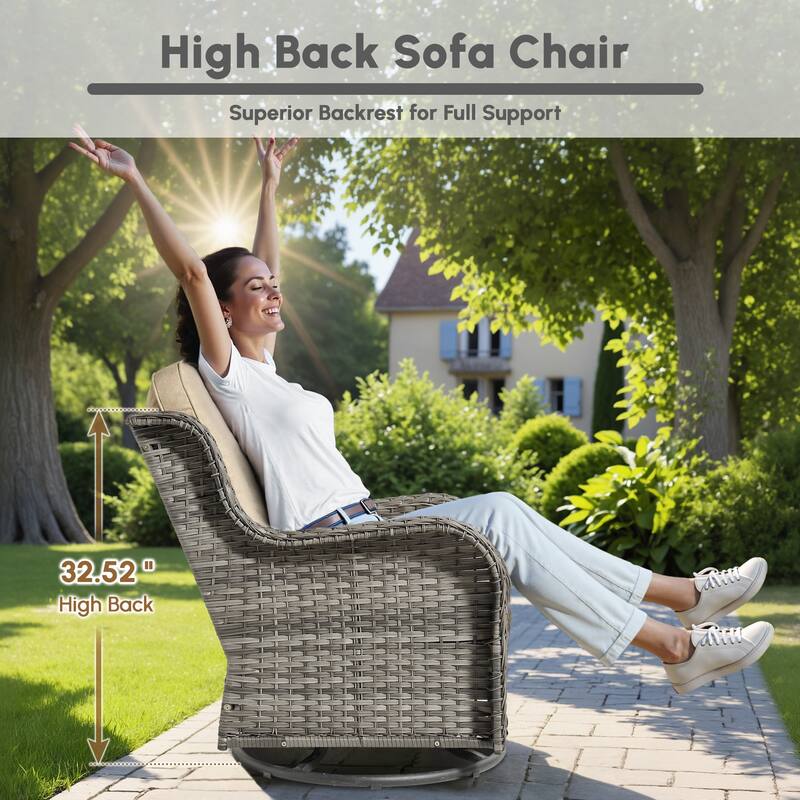 OVIOS 7 Pieces Outdoor Patio Swivel Chair Loveseat Conversation Set