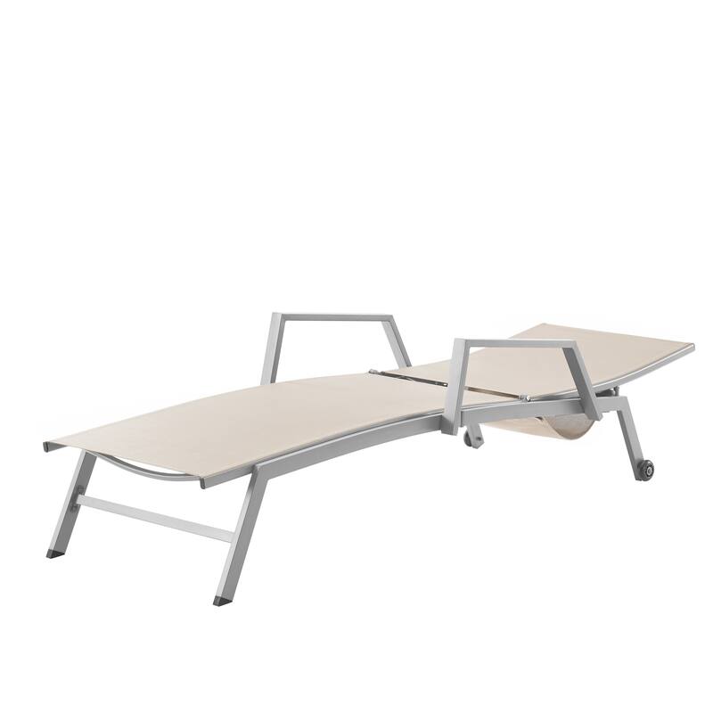 Corvus Sorrento Outdoor Sling Fabric Adjustable Chaise Lounge with Arms