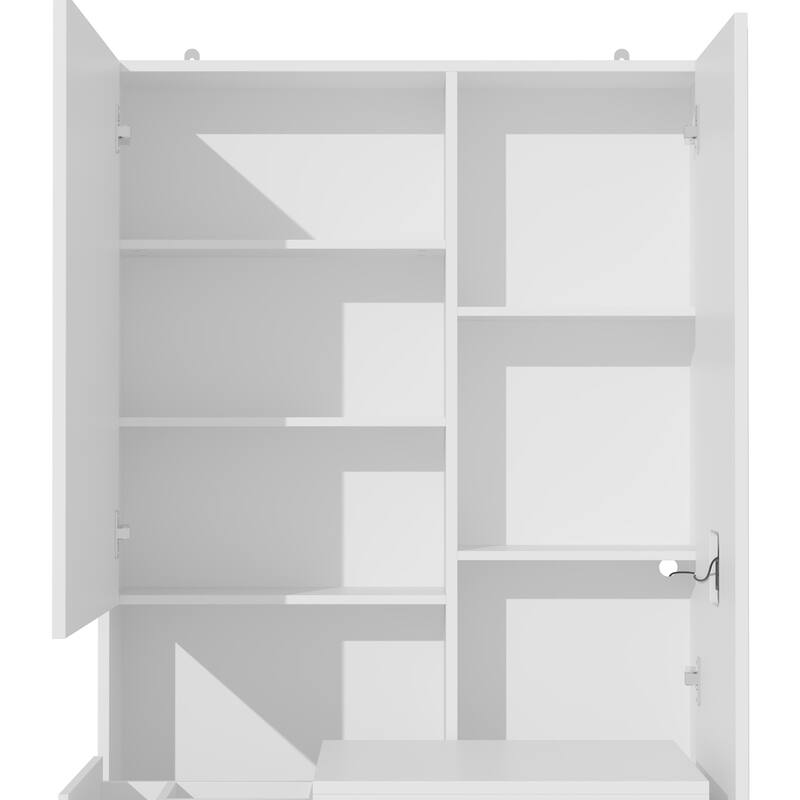 LED Full Length Mirror Jewelry Cabinet with 3 Drawers & Sliding Storage, Lighted Vanity Storage Dresser