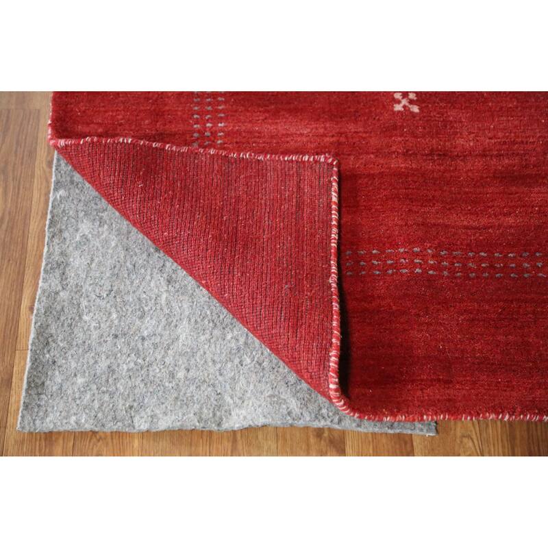 Hand Knotted Oriental 100% Wool Carpet Tribal Tribal Red Gabbeh Area Rug - 9' 9'' X 6' 9''