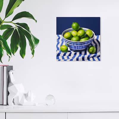 Wynwood Studio Canvas Food and Cuisine Limes in the Table Blue and Traditional Wall Art Canvas Print
