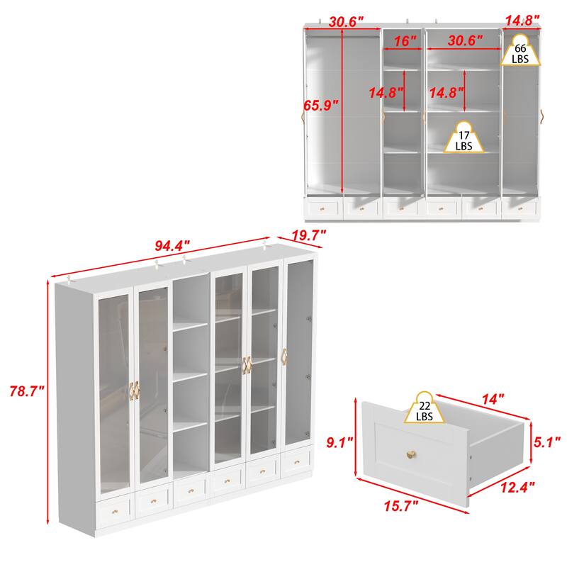 Multi-Piece Wardrobe Set Adaptable Closet Modules Combo Armoires