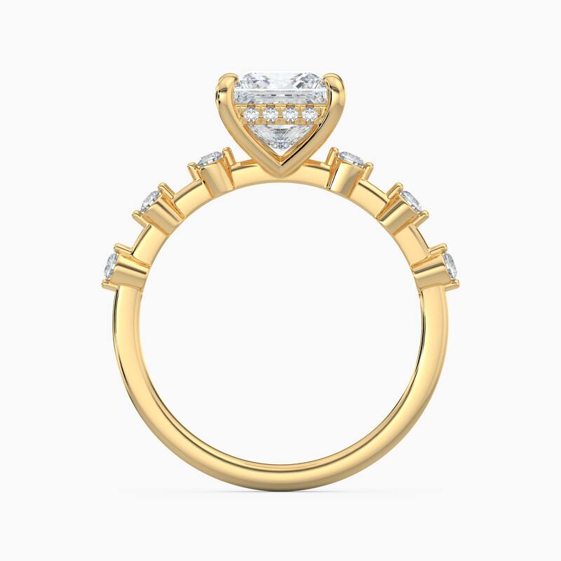 Auriya 14k Gold Princess Lab Grown Diamond Station Hidden Halo Engagement Ring 1.00 to 5.00 ct. tw. (F-G, VS)