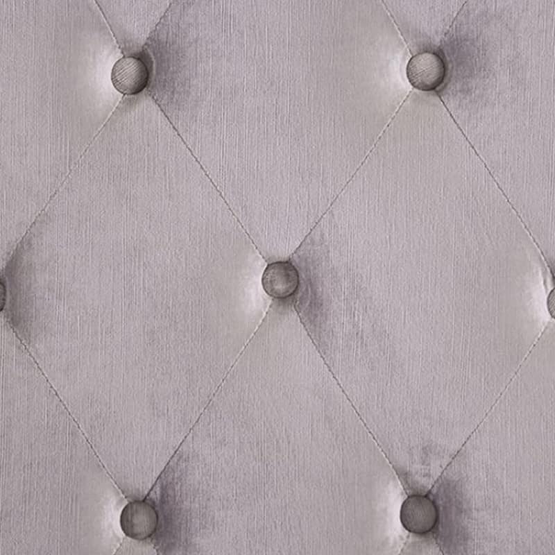 Rozy Queen Bed with Wingback Headboard, Nailhead Trim, Gray Upholstery