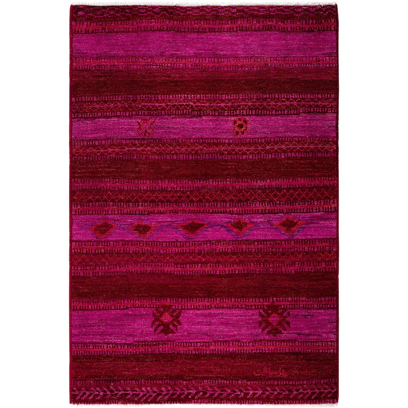 Overdyed One-of-a-Kind Hand-Knotted Area Rug - Purple - 4' 1" x 6' 1"