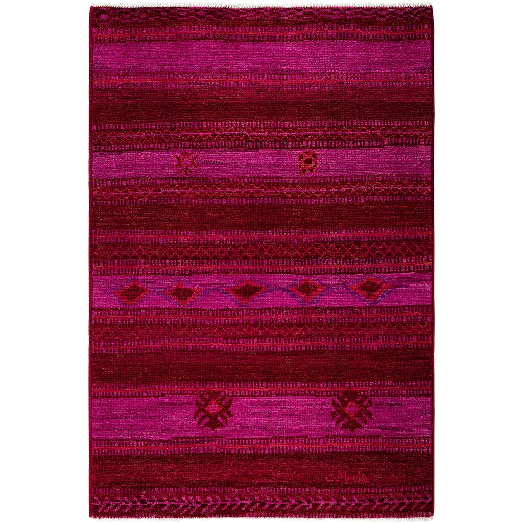 Overdyed One-of-a-Kind Hand-Knotted Area Rug - Purple - 4' 1" x 6' 1"