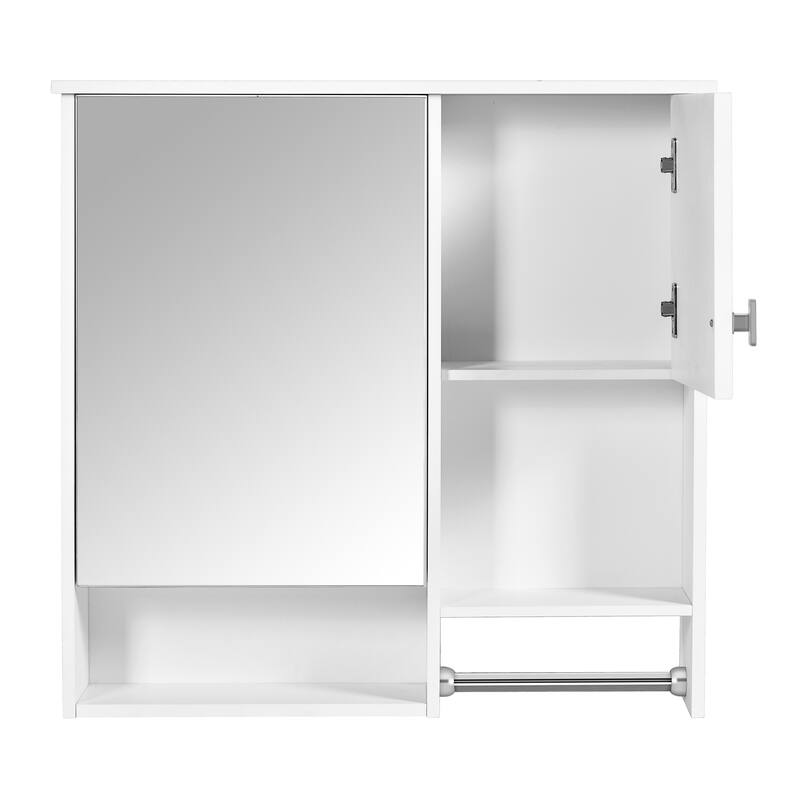 GDFStudio - Linton Modern Wall-Mounted Bathroom Medicine Cabinet with Mirror, Adjustable Shelves and Towels Bar - 29'' x 28''