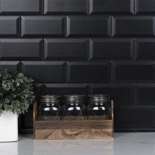 Merola Tile Crown Heights Beveled Matte 3" x 6" Black Ceramic Wall Tile