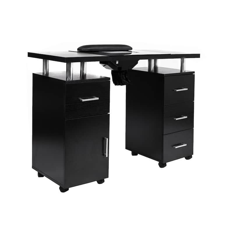 Manicure Table GLASGLOW Black Salon Nail Table Salon Furniture - N/A