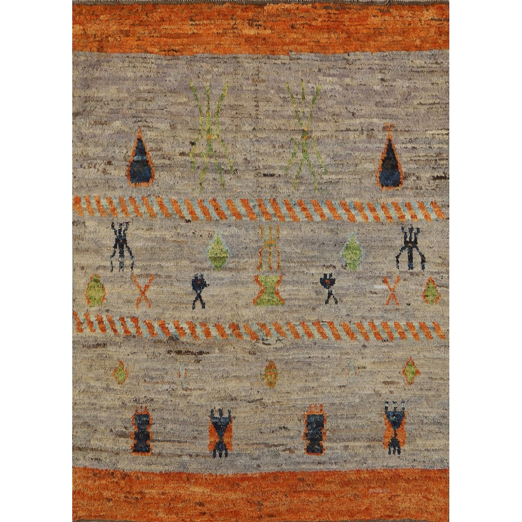 Tribal Moroccan Oriental Rug Hand-Knotted Wool Carpet - 4'10" x 6'5"