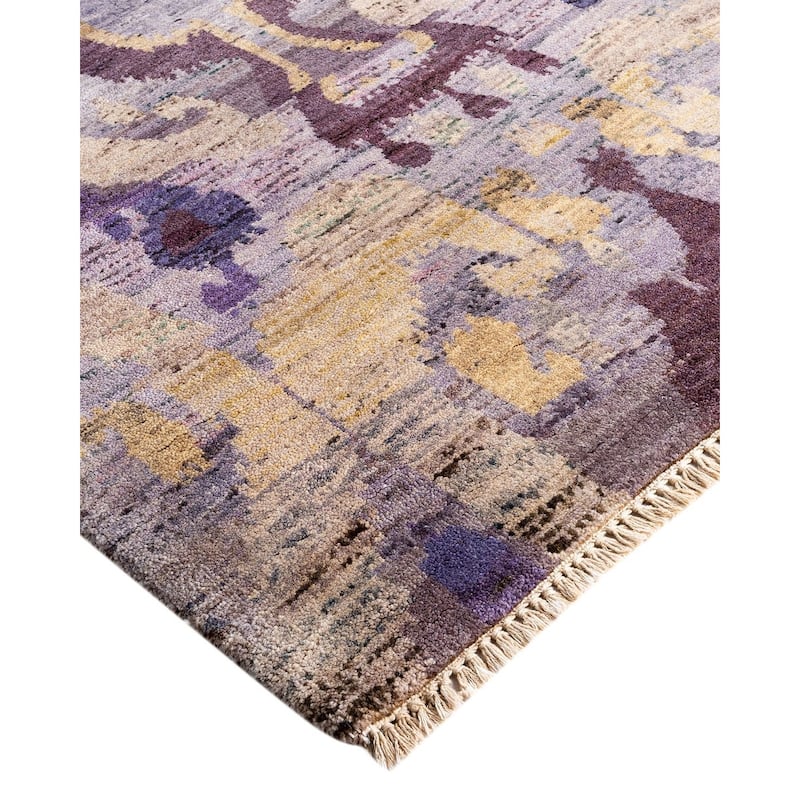 Ikat One-of-a-Kind Handmade Area Rug, Purple - 9' 0" x 12' 3"