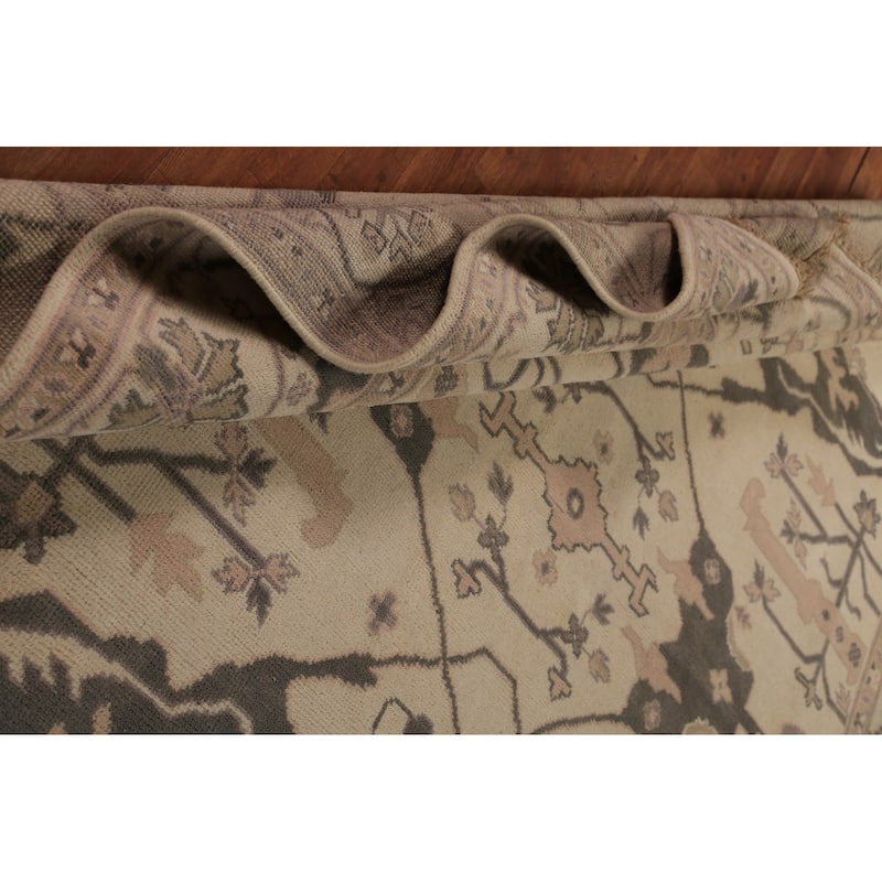 Earth Tone Oushak Indian Rug Hand-Knotted Wool Carpet - 8'0"x 9'9"