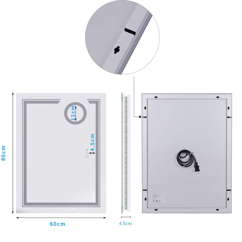 LED Backlit Dual Light Bathroom Mirror Makeup Anti-Fog with Magnifier
