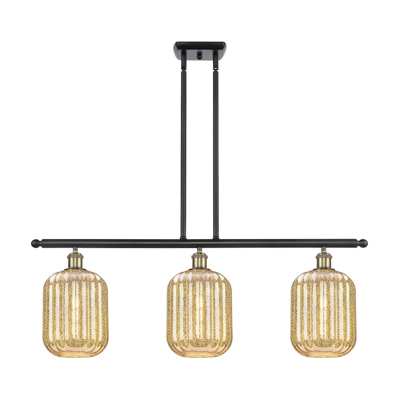 Innovations Lighting Endless Possibilities Ballston - Preston - 3 Light 36" Jar Shade Stem Hung Island Light - Mercury/Black Antique Brass