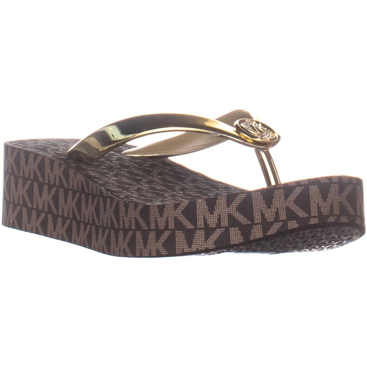 michael kors metallic flip flops