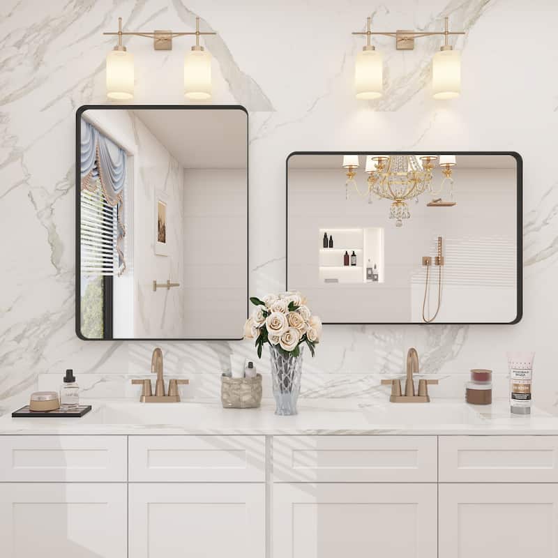 Modern Metal Frame Wall Mounted Bathroom Vanity Mirror
